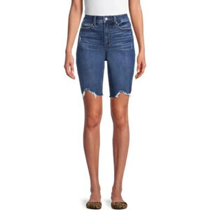 Time & Tru Women's Size 6 Dark Washed High Rise Shark Bite Hem Bermuda Shorts